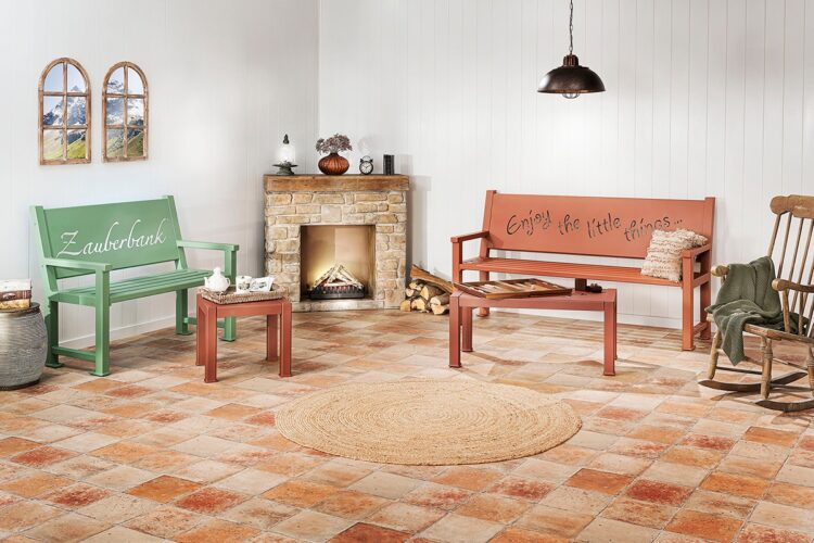Nostalgia P 500 | Swing | Green Factory + Nostalgia P 502 | Brilliant | City Terracotta + Tische | Fa'Brick > alle Tische siehe Preisliste