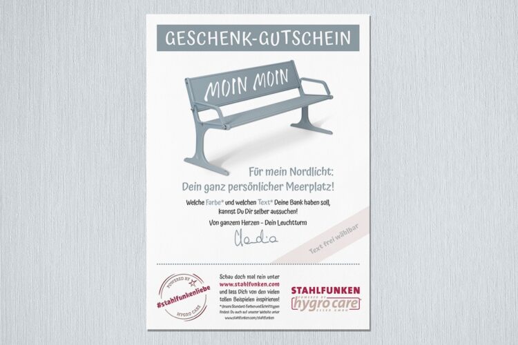 Mustergutschein mit Bank Classic P 602 in Hellblau