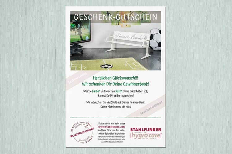 Mustergutschein mit Bank Classic P 602 in Sonderfarbe Weiß