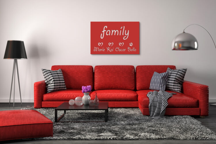 120 x 80 cm | Brilliant + »Herzen« + »Pfote« | Karminrot
