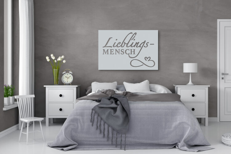 120 x 80 cm | Swing + Capitals + »Unendlich-Herz« | Weiß-Aluminium