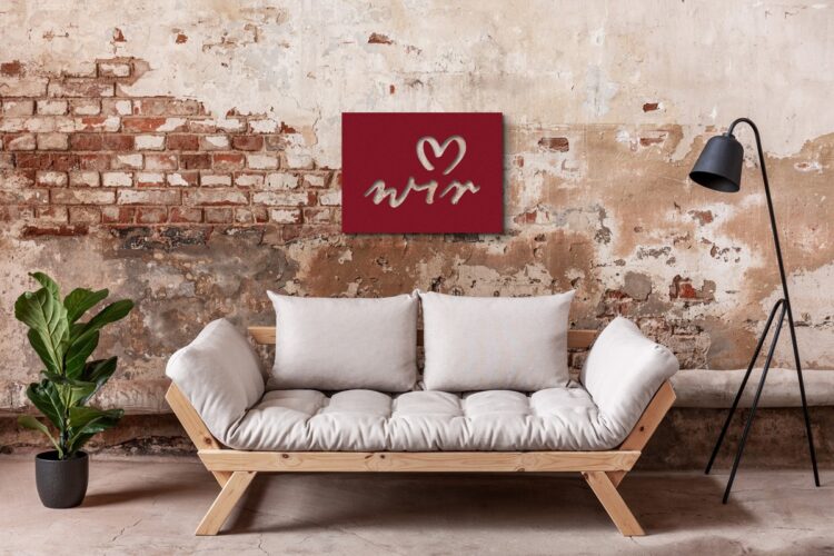 40 x 30 cm | Handsome + »Herz« | Purpurrot