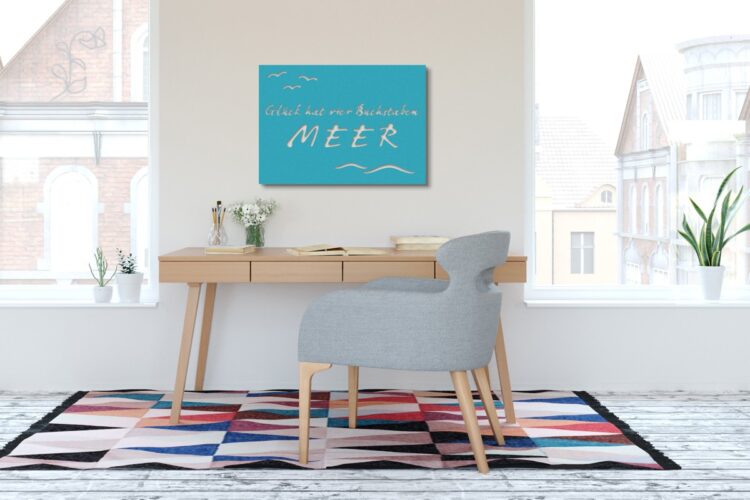 70 x 50 cm | Handsome + »Möven« + »Wellen« | Türkisblau