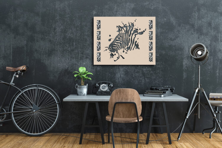 Einzelstück „Zebra“ mit eingezogenem Fellimitat (kundenseits) | 90 x 70 cm