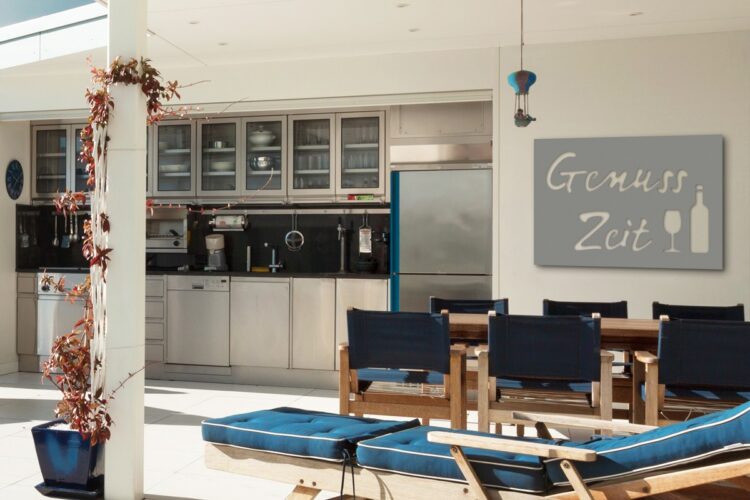 120 x 80 cm | Handsome + »Weinglas + -Flasche« | Grau-Aluminium